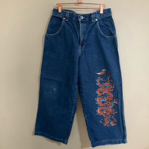 Vintage Y2K JNCO Jeans Wide Leg Dragon Graphic Denim Pants youth size 20